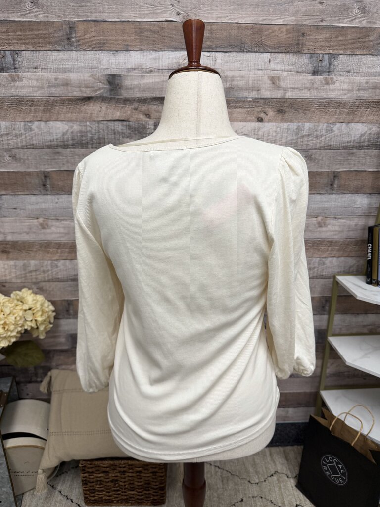 Sanctuary NWT ribbed cream top w/ 3/4 puff sleeve Sanctuary Cream XXL women TOPS