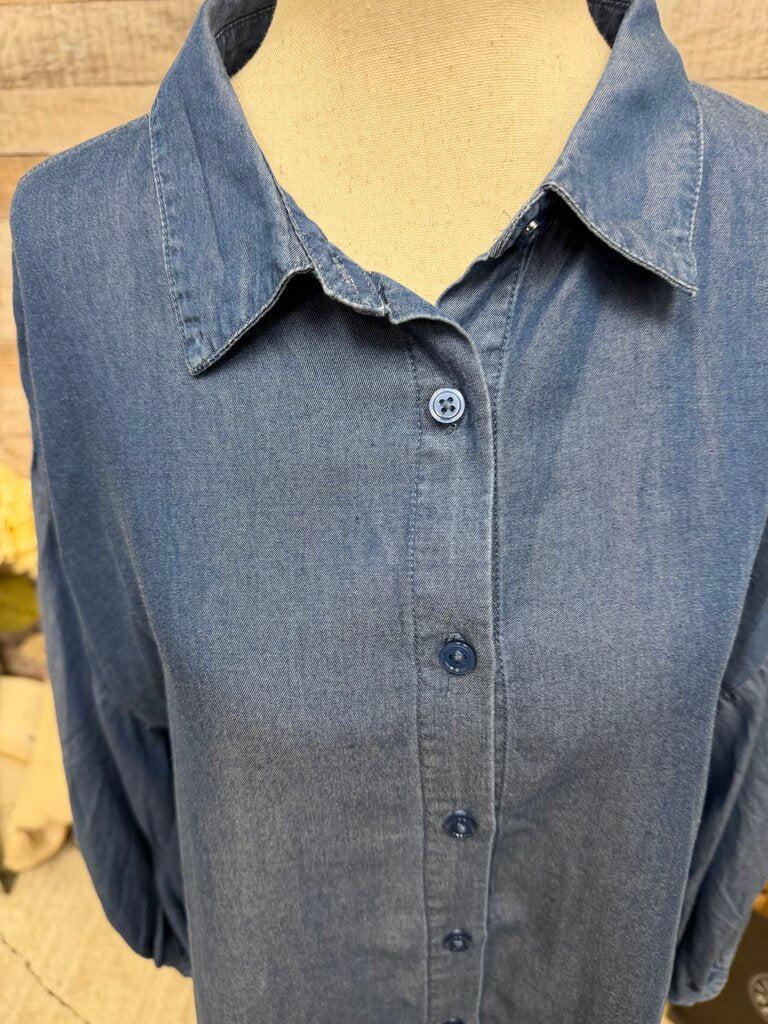 By Design NWT blue button up w/ puff sleeves By Design Blue M women TOPS