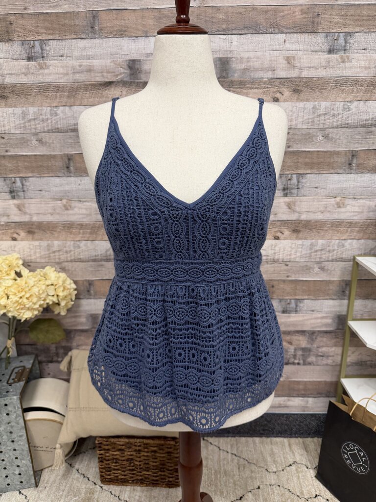 Abercrombie & Fitch blue crochet cami top Abercrombie & Fitch Blue XL women TOPS