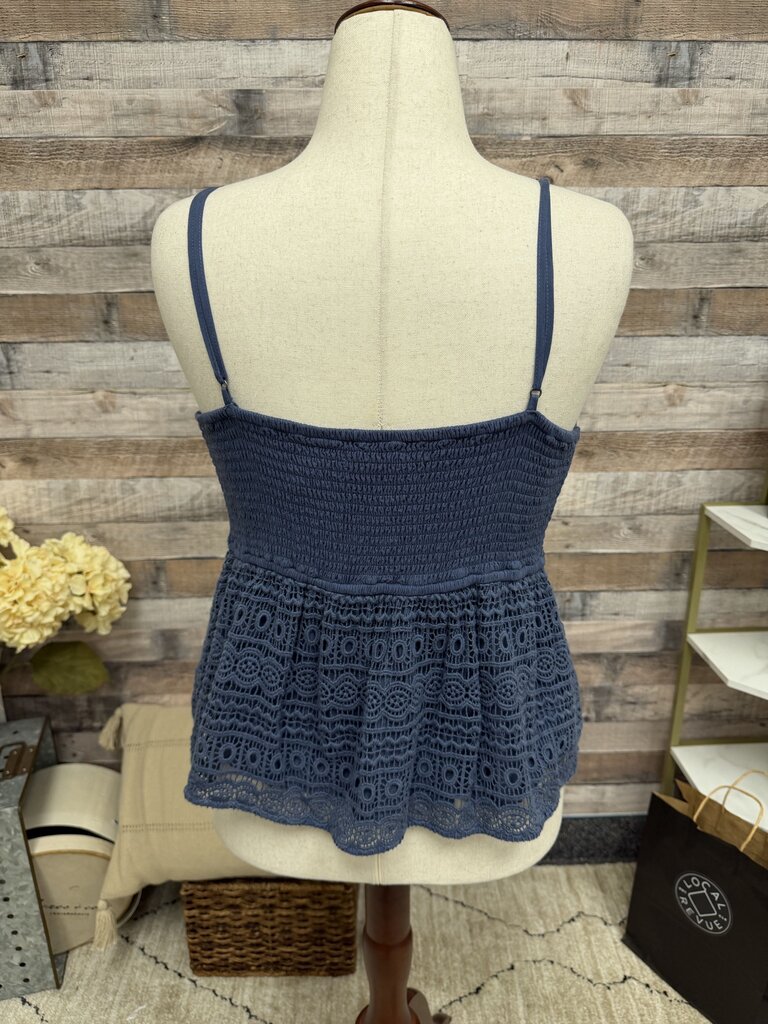 Abercrombie & Fitch blue crochet cami top Abercrombie & Fitch Blue XL women TOPS