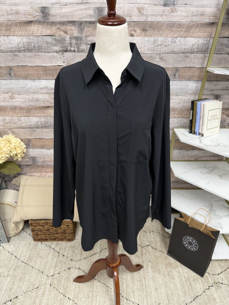Athleta black button down collared shirt Athleta black M women TOPS