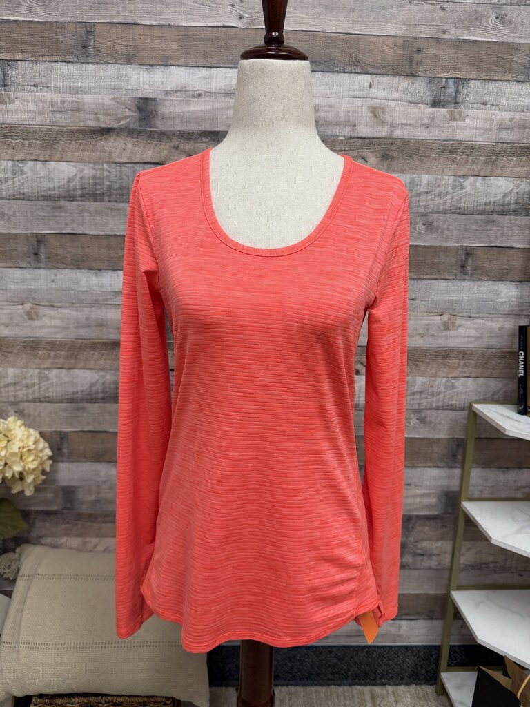 Athleta neon orange long sleeve exercise tee Athleta Orange S women TOPS