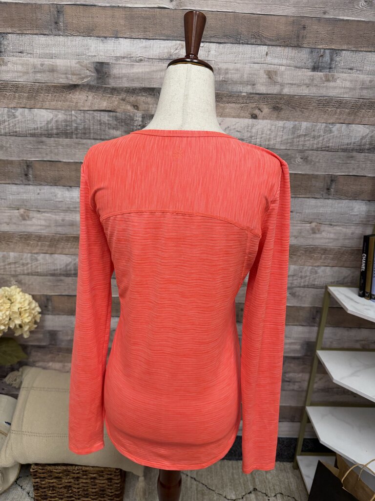 Athleta neon orange long sleeve exercise tee Athleta Orange S women TOPS