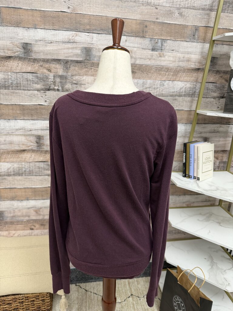 Athleta burgundy deep v neck sweater w/ fleece lining Athleta burgundy S women SWEATERS