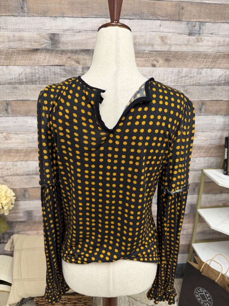 Bl-nk Black Leopard Print W/ Polka Dot Sleeves Bl-nk Black XS women TOPS