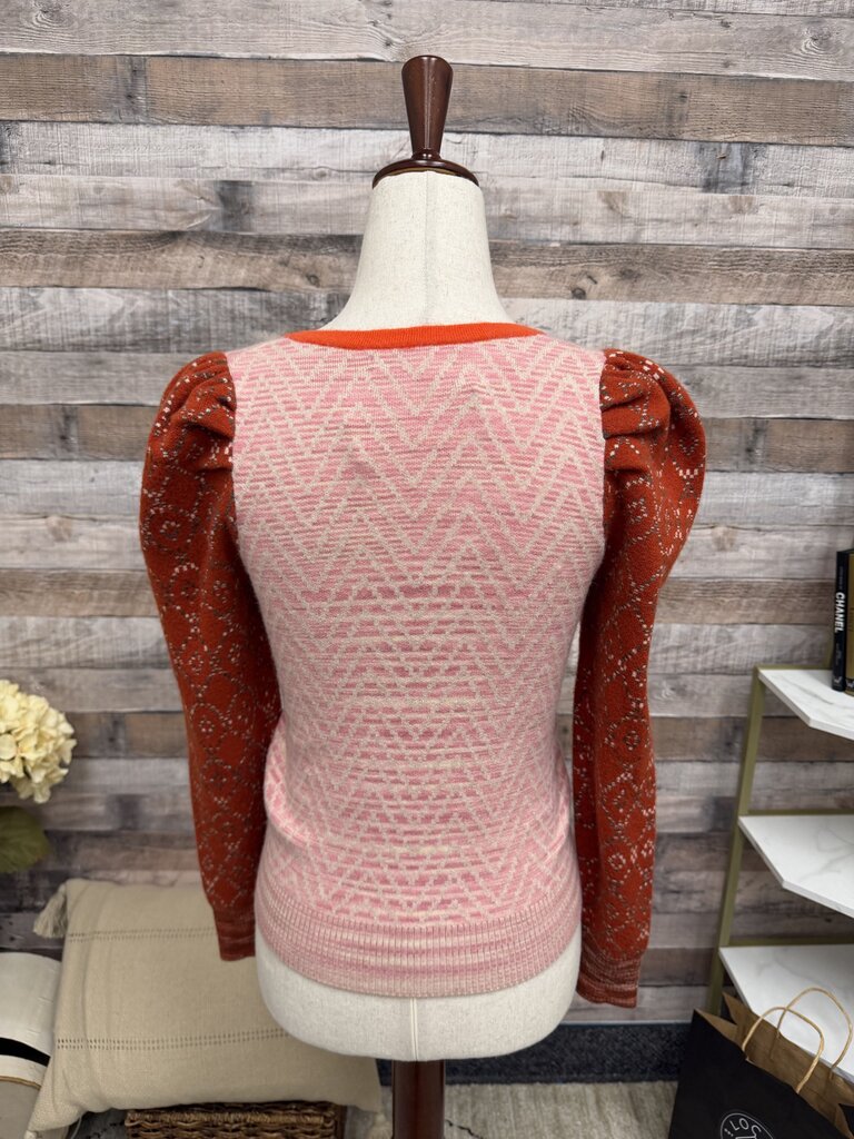 Anthropologie Pink W/ Puff Sleeve V Neck Anthropologie Pink XS women SWEATERS