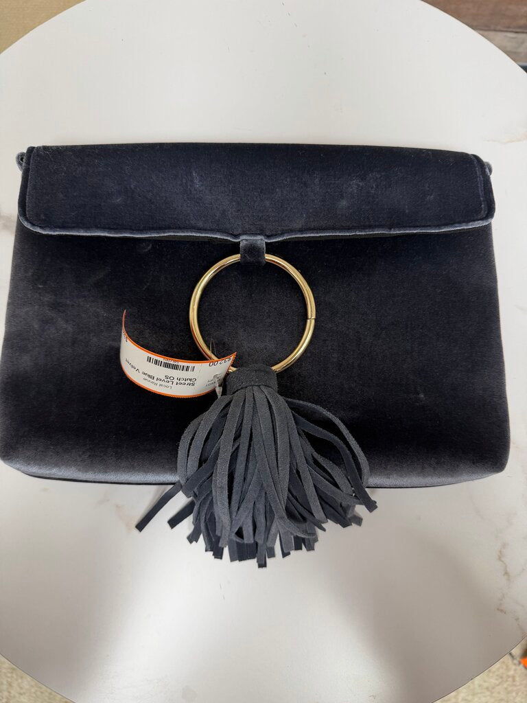 Street Level Blue Velvet Clutch Street Level Blue OS BAGS