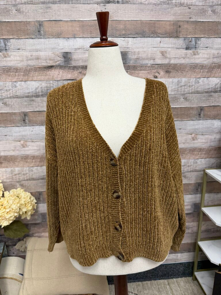 Sanctuary bronze fuzzy knit cardigan Sanctuary brown L women CARDIGANS