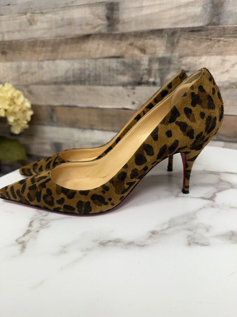 Christian Louboutin Suede Leopard Print Pointed Toe Pump Christian Louboutin Leopard 7.5 women HEELS