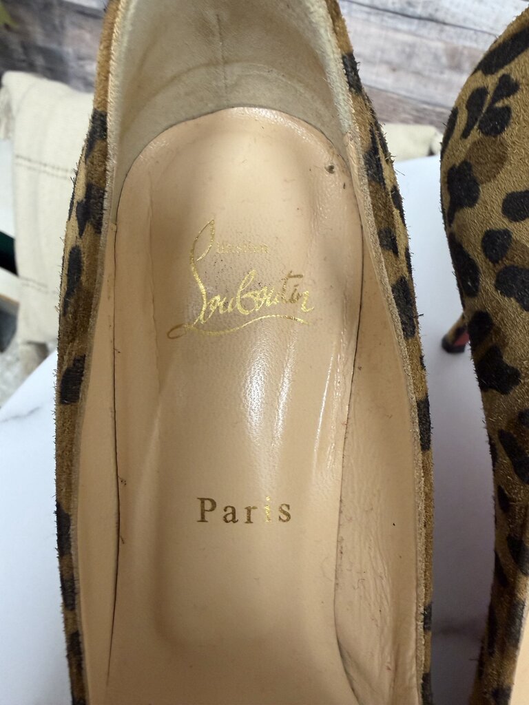 Christian Louboutin Suede Leopard Print Pointed Toe Pump Christian Louboutin Leopard 7.5 women HEELS