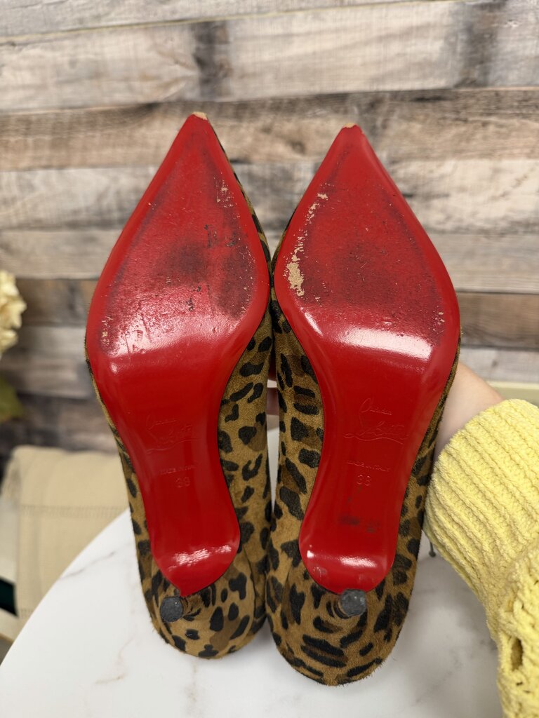 Christian Louboutin Suede Leopard Print Pointed Toe Pump Christian Louboutin Leopard 7.5 women HEELS