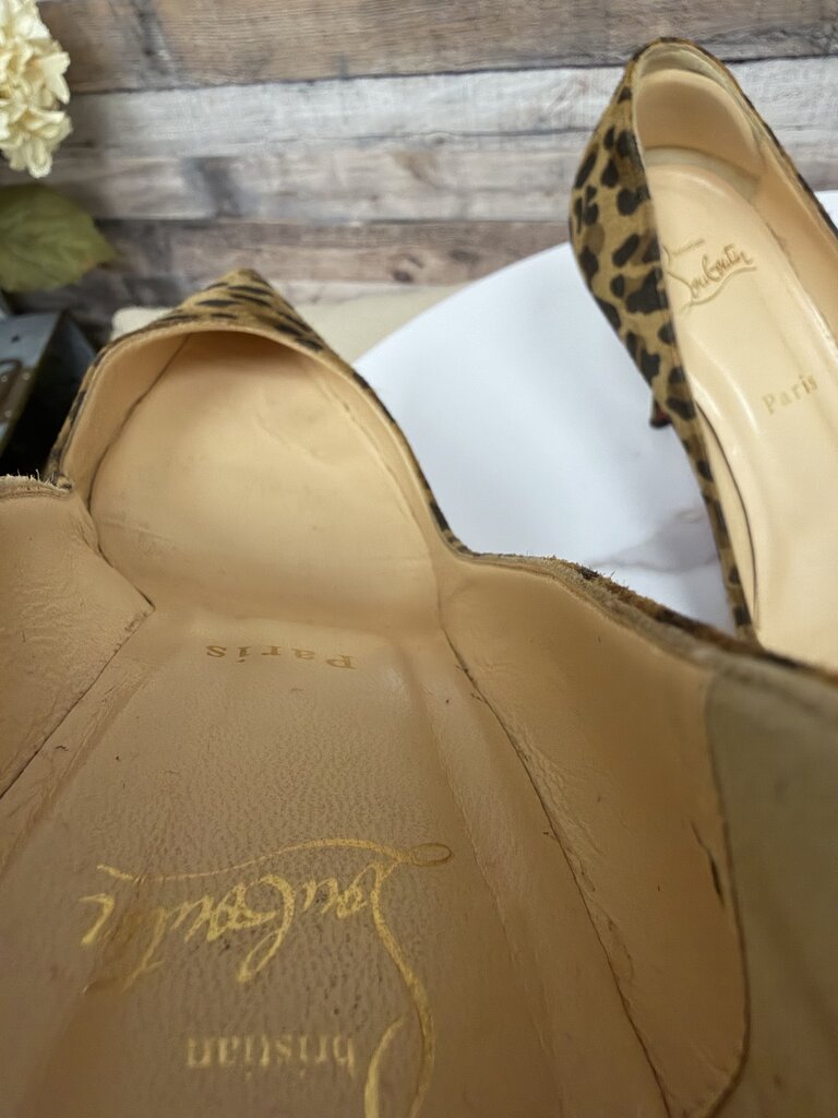 Christian Louboutin Suede Leopard Print Pointed Toe Pump Christian Louboutin Leopard 7.5 women HEELS