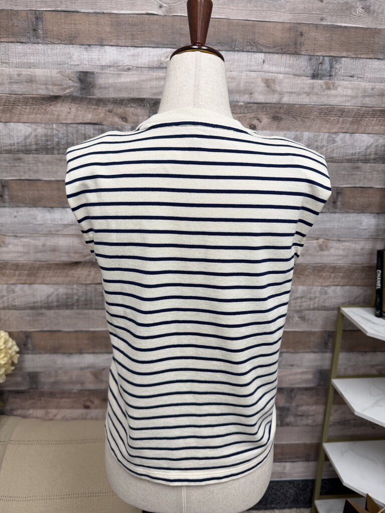 J Crew White Striped Sleeveless Muscle Top J Crew White XXS women TOPS