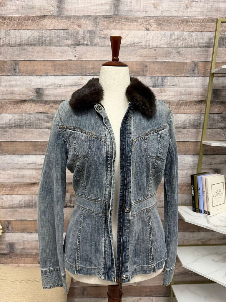 DKNY Jean Jacket W/ Faux Fur DKNY Jean Large women JACKETS & COATS
