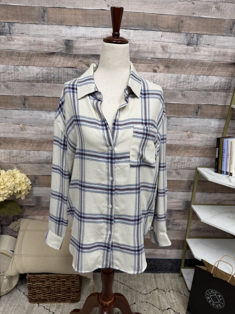 Z Supply Cream Flannel Button Down Shirt Z Supply Cream Small women TOPS