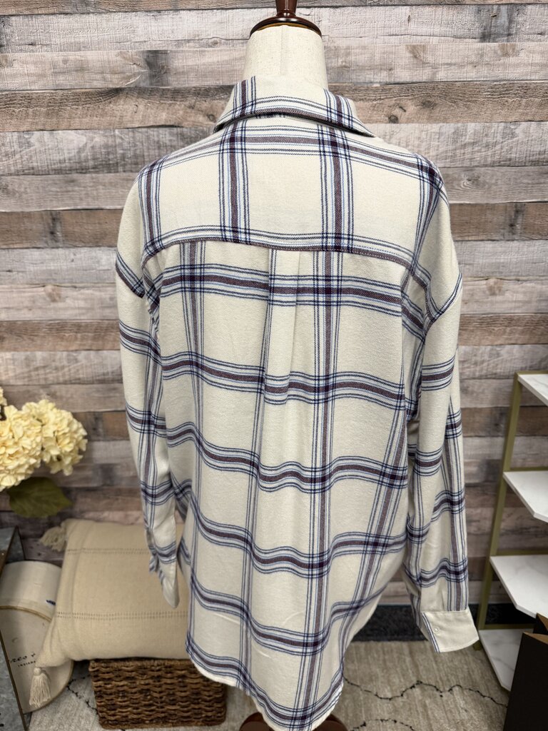 Z Supply Cream Flannel Button Down Shirt Z Supply Cream Small women TOPS