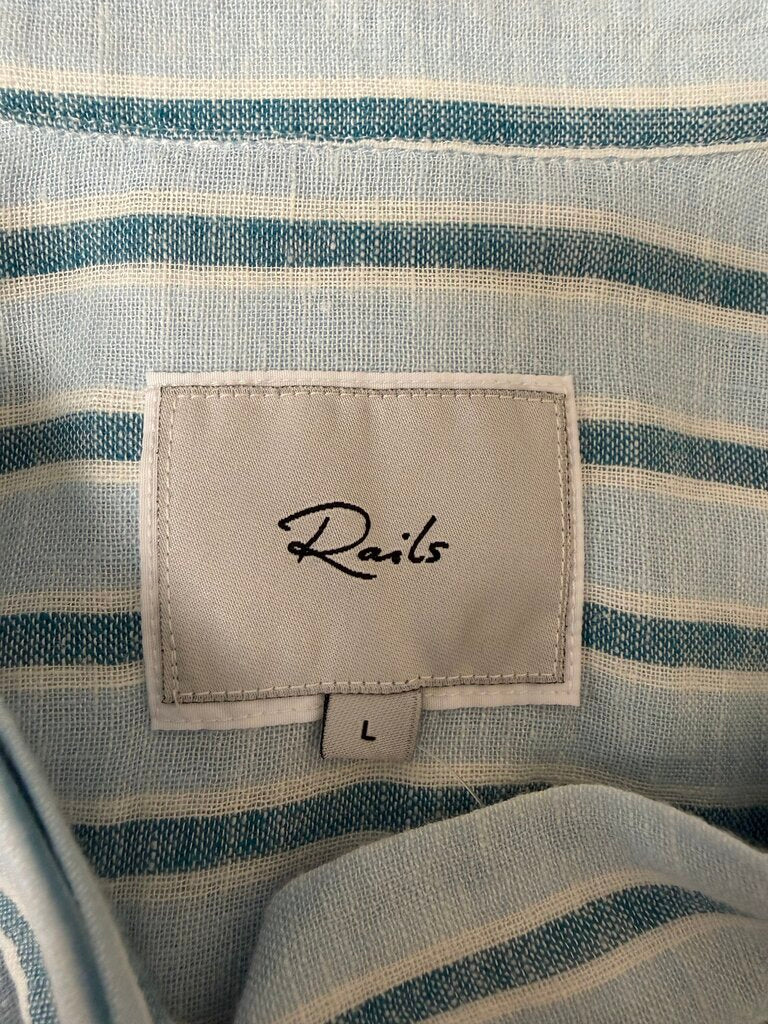 Rails Blue Striped Button Front Shirt Rails Blue Large women TOPS