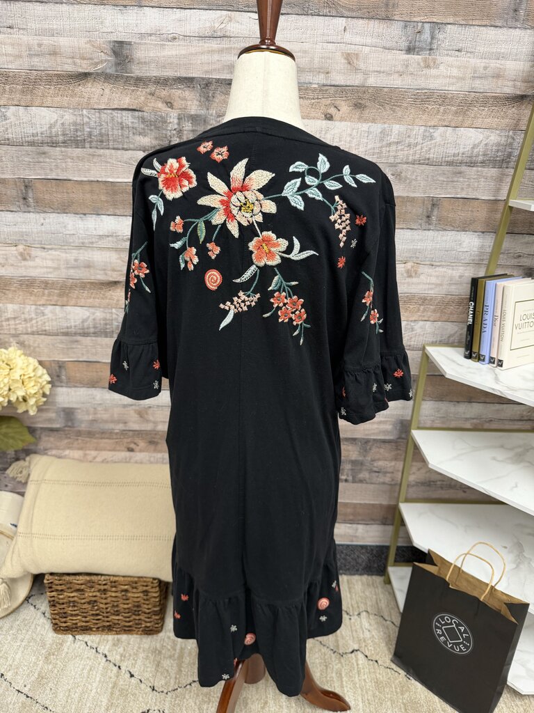 Johnny Was Black Floral Embroidered Sing Dress Johnny Was Black Medium women DRESSES