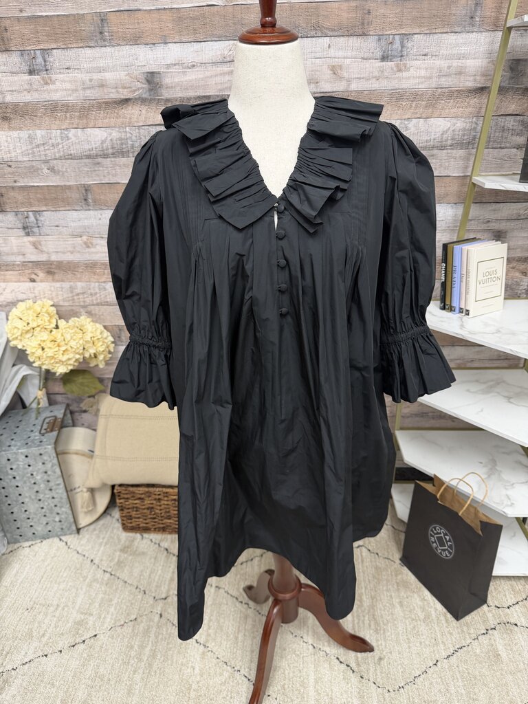 Hunter Bell Black Ruffle Detail Mini Dress Hunter Bell Black Medium women DRESSES