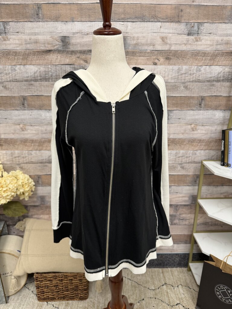 Jude Black W/ Cream Trim Zip-Up Hoodie Jude Black Small women TOPS