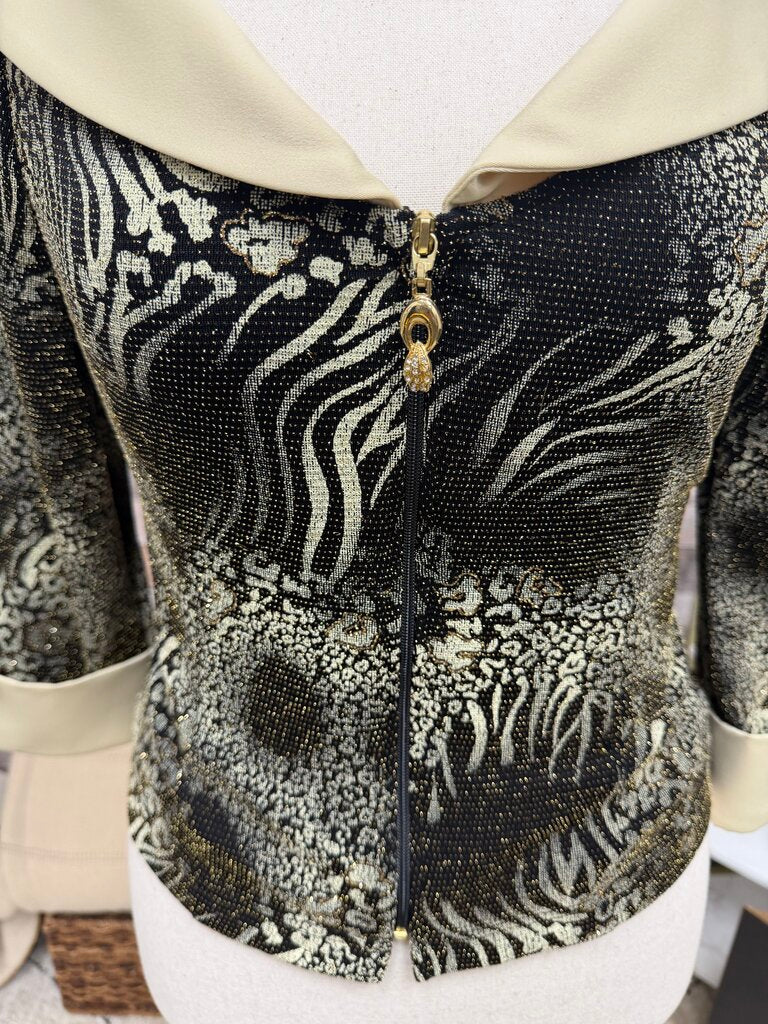Joseph Ribkoff Animal Print W/ Contrast Collar Jacket Joseph Ribkoff Chocolate 10 women TOPS