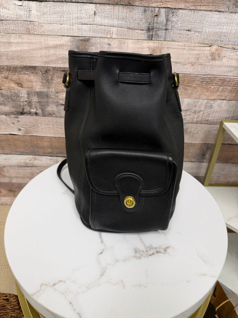 Coach Black Leather Bucket Backpack 9992 Coach Black OS BAGS