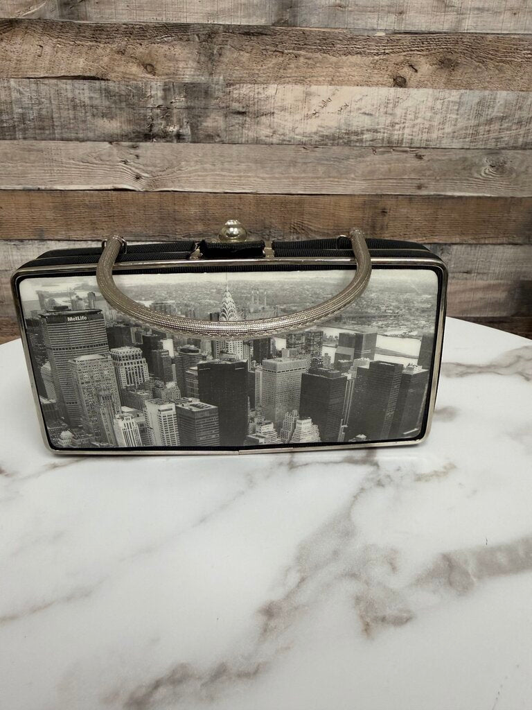 No Label Metal NYC Skyline Purse W/ Strap no label Black OS women ACCESSORIES