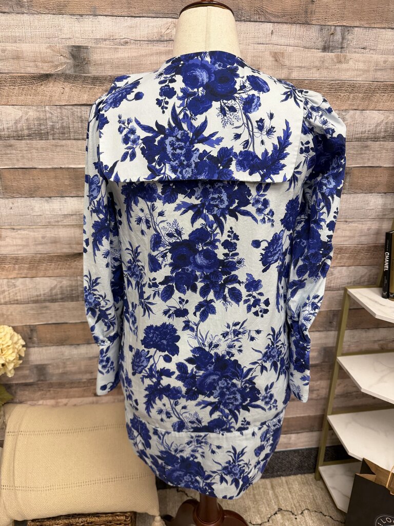 Tuckernuck Blue/White Floral Print Shirt Dress Tuckernuck Blue Medium women DRESSES