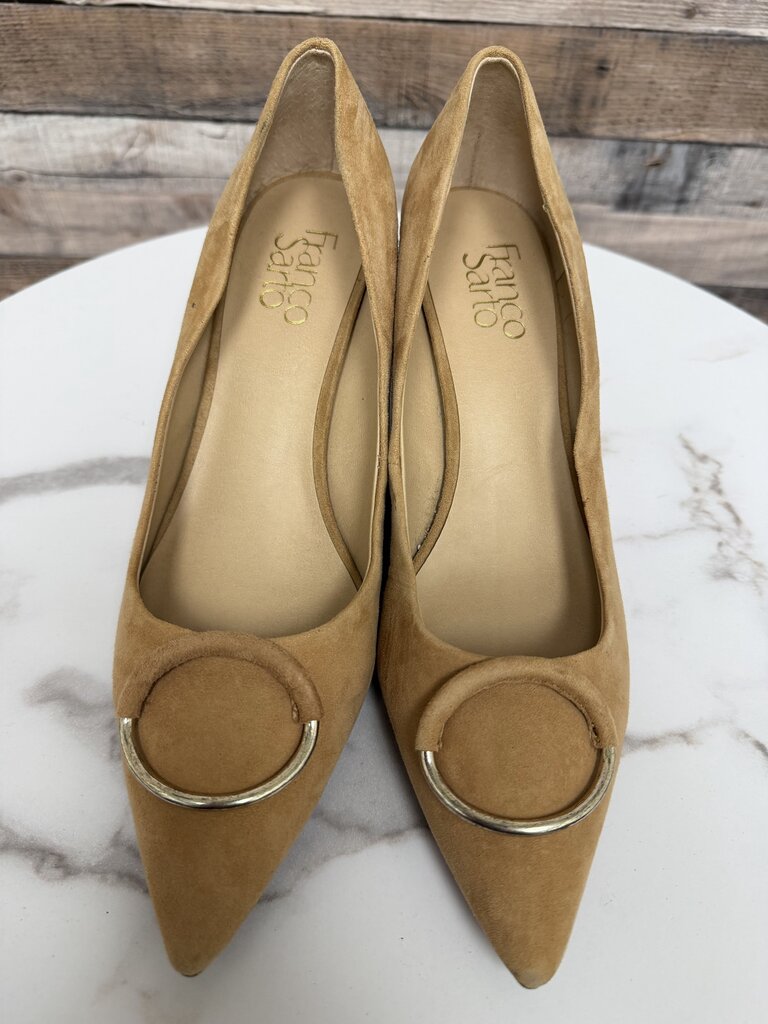 Franco Sarato Camel Suede Pointed Toe Wedge Shoe Franco Sarato Camel 9 women SHOES