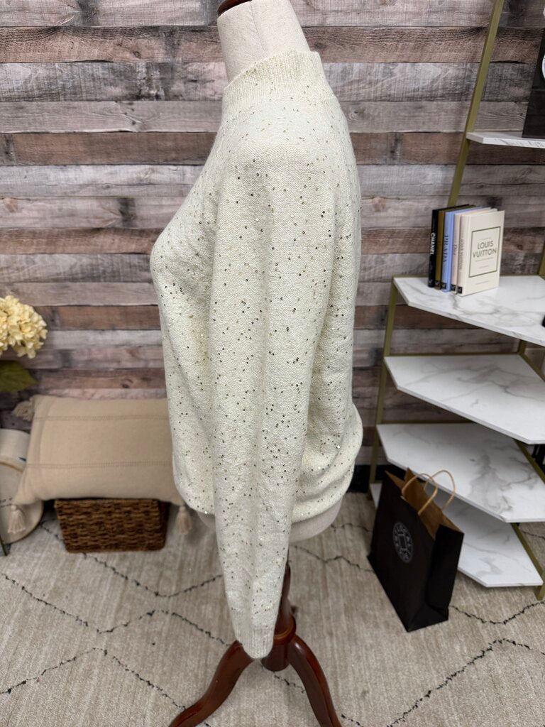 Ann Taylor NWT cream w/ gold sequin mock neck sweater Ann Taylor cream M women SWEATERS