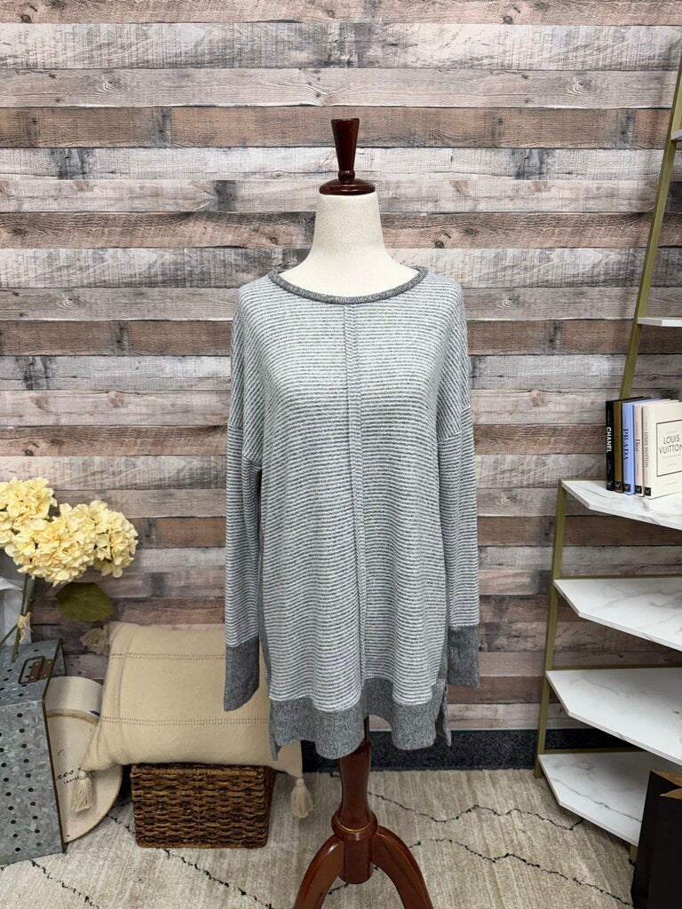 Gibson grey/white striped long sleeve top Gibson grey/white S women TOPS