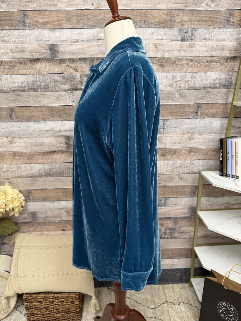 Soft Surroundings Blue Velvet Long Sleeve Shirt Soft Surroundings Blue Medium women TOPS