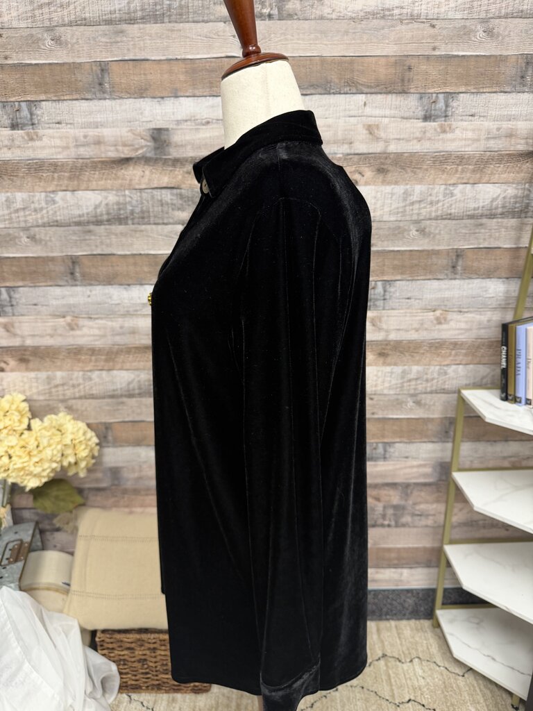 Soft Surroundings Black Velvet Tunic Top W/ Decorative Buttons Soft Surroundings Black Medium women TOPS