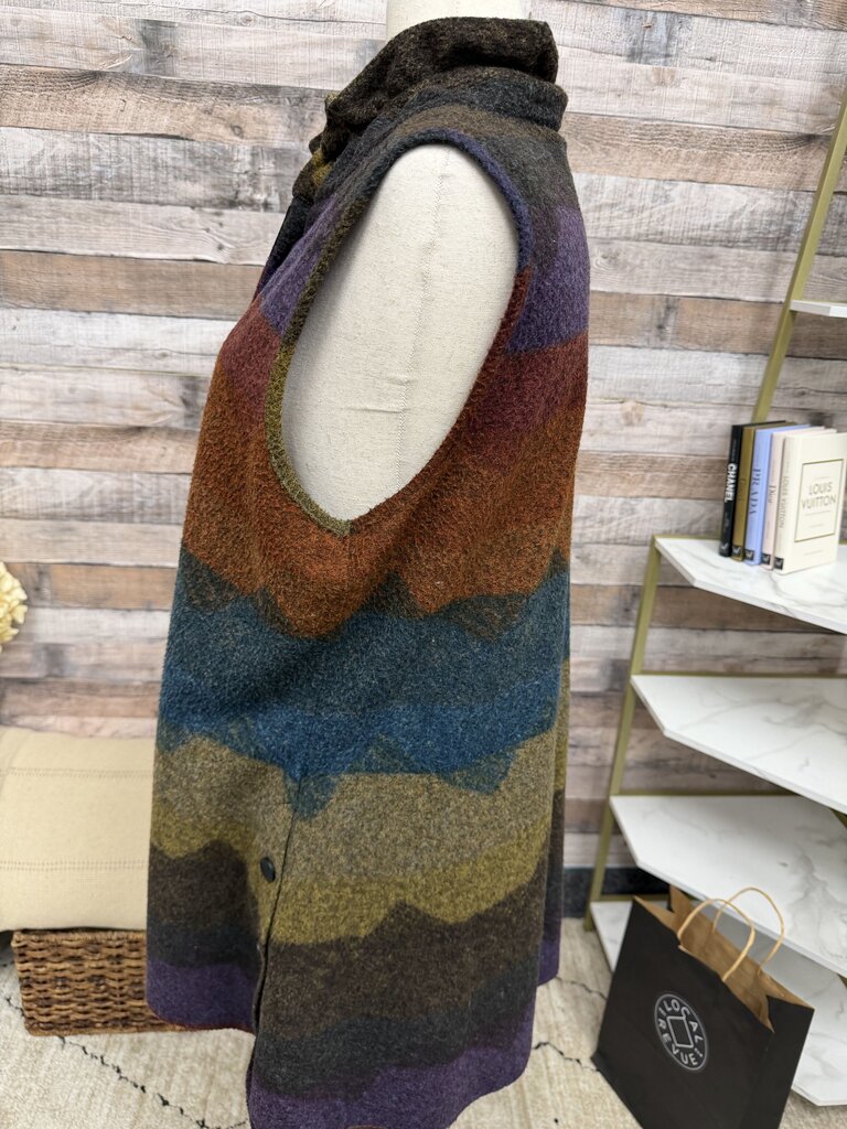 Terra Color Block Striped Design Sleeveless Vest Terra Multi Large women VESTS