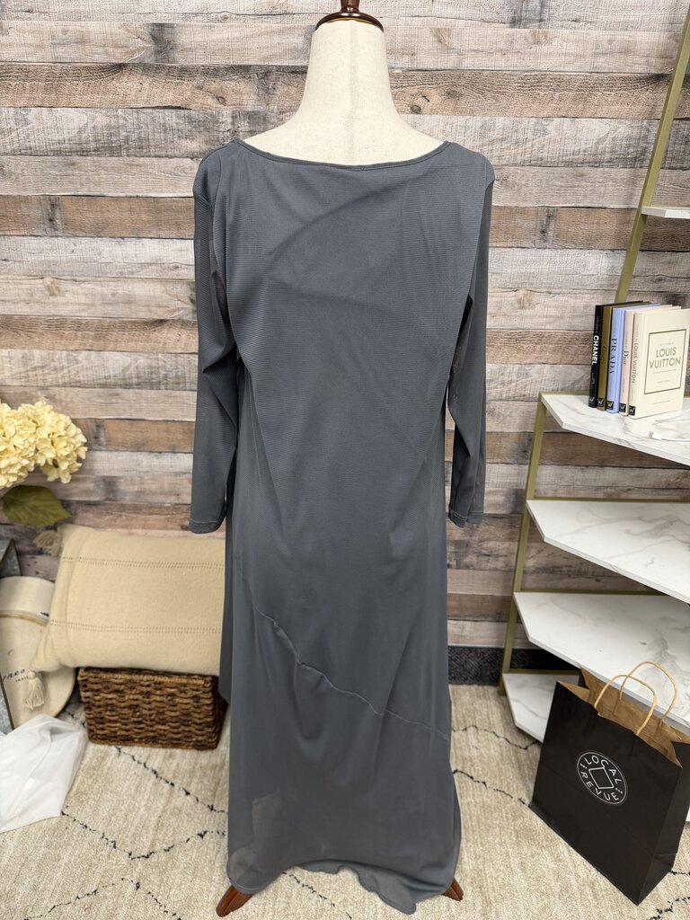 Comfy USA Gray Jersey Knit Dress A Line Swing Dress W/ 3/4 Sleeves Comfy USA Gray Small women DRESSES