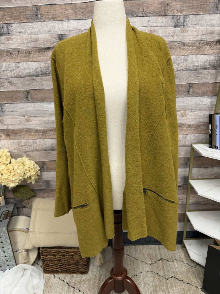 Eileen Fisher Mustard Open Front Wool Cardigan Eileen Fisher Mustard XL women CARDIGANS