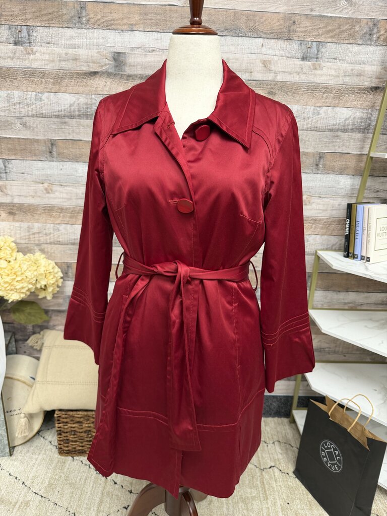LAL Live a Little Red Button-Front Jacket With Belt LAL Red M women JACKETS & COATS