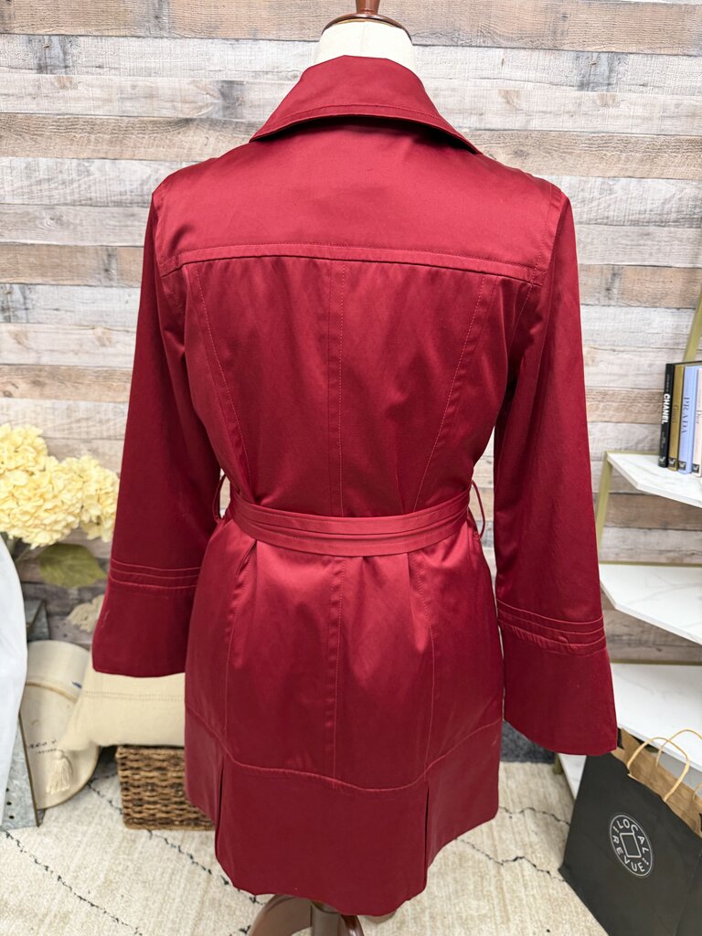 LAL Live a Little Red Button-Front Jacket With Belt LAL Red M women JACKETS & COATS