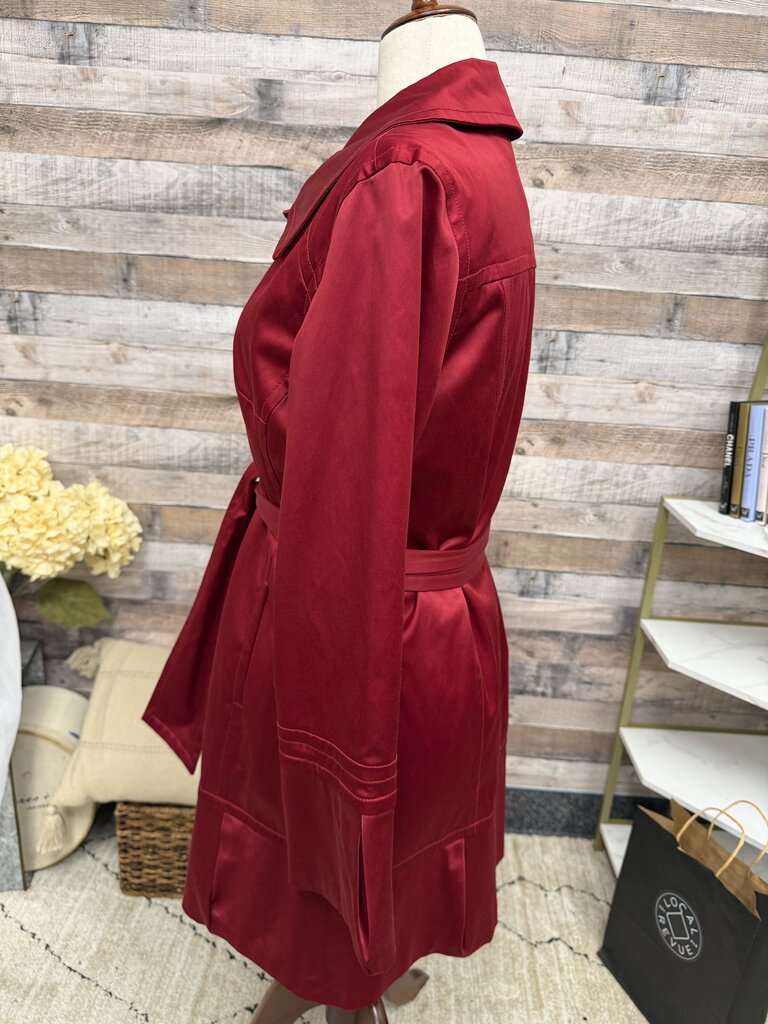 LAL Live a Little Red Button-Front Jacket With Belt LAL Red M women JACKETS & COATS
