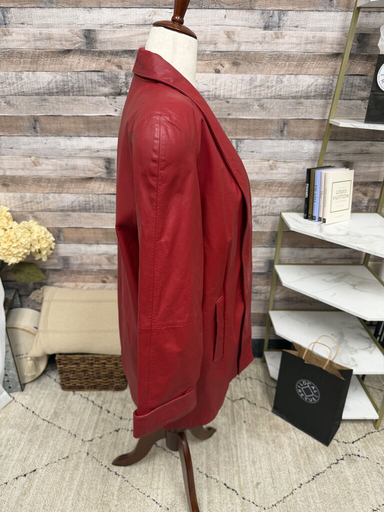 Evan Davies Red Leather Open Front Jacket Evan Davies Red 12 women JACKETS & COATS