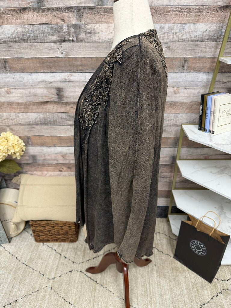 Brown Cardigan With Lace Back Detail N/A Brown N/A women CARDIGANS
