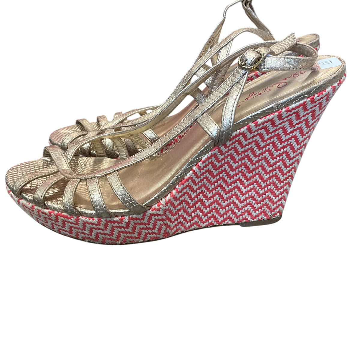 Lilly Pulitzer Gold Wedge.size 10.