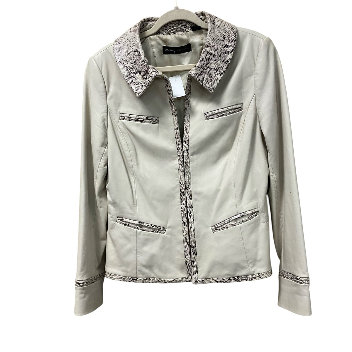 Dana Buchman Beige Leather Jacket Size 10.