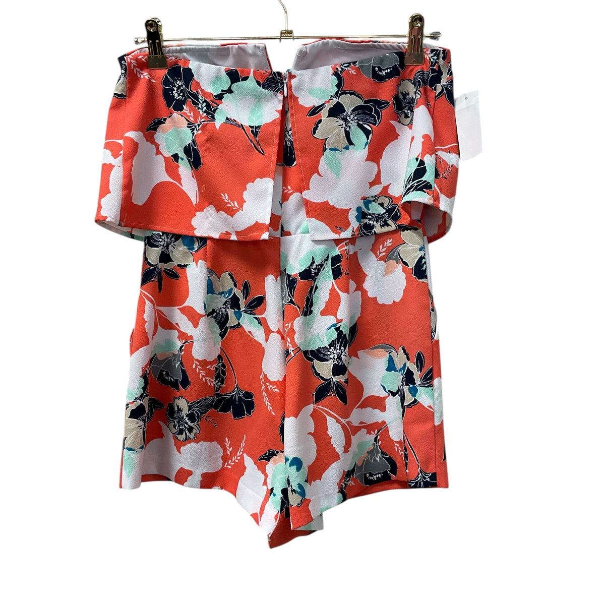 Aqua Romper navy/Orange strapless floral Size M.