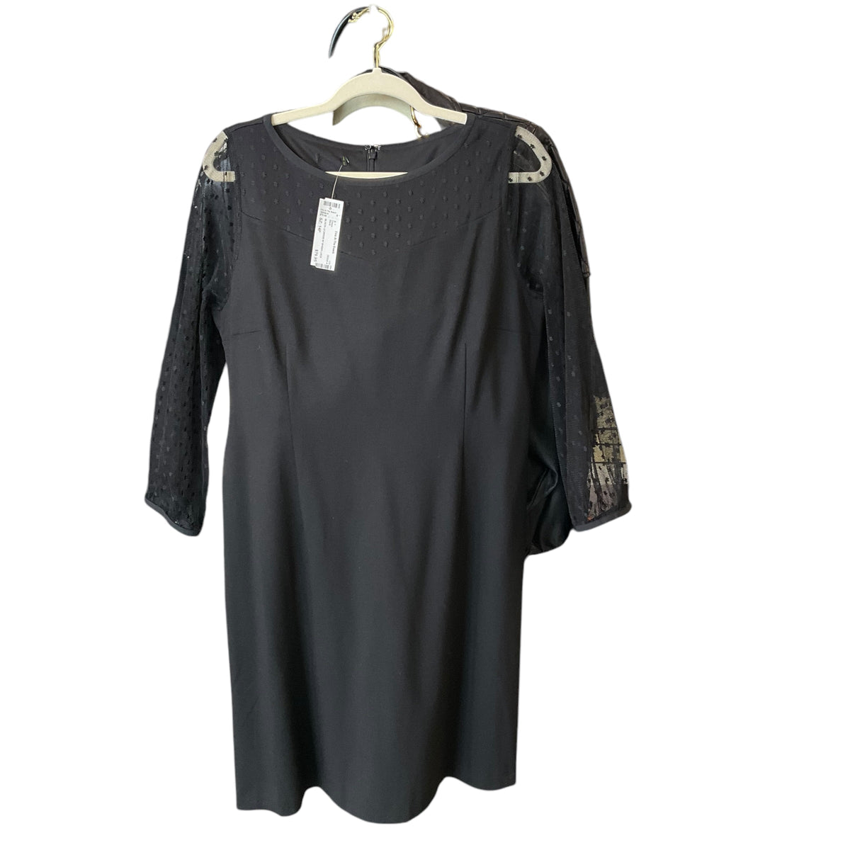 SIZE 14P BLACK LS Dress W SHEER LACE SLEEVES AND TOP