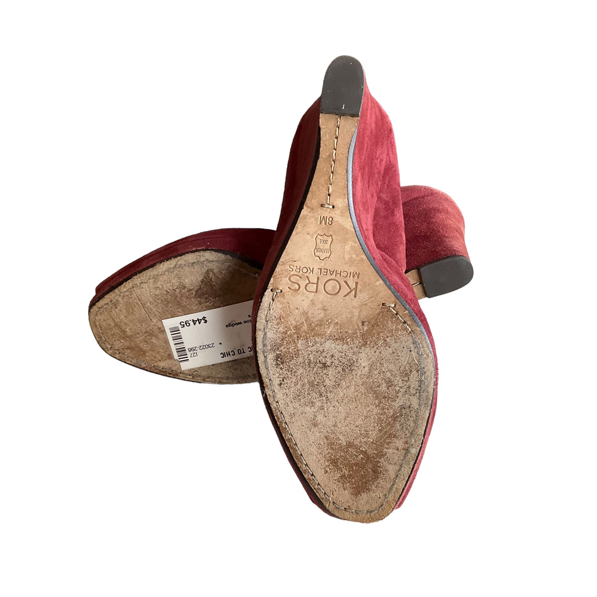 Kors Michael Kors Suede Peep Toe Wedges. Size 8