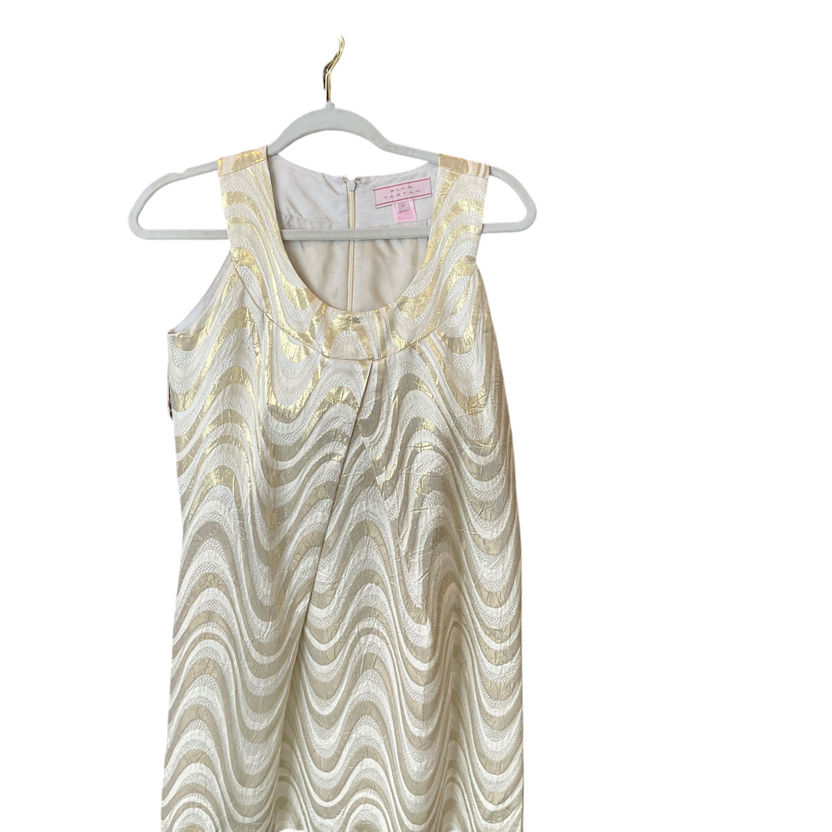 SIZE 0 Pink TartanGOLD WAVE SCOOP NECK SLEEVELESS  Dress