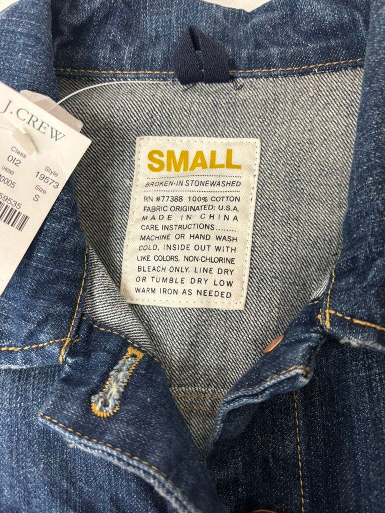 Denim Jacket w/Bronze Button & Distressed Patches Size S