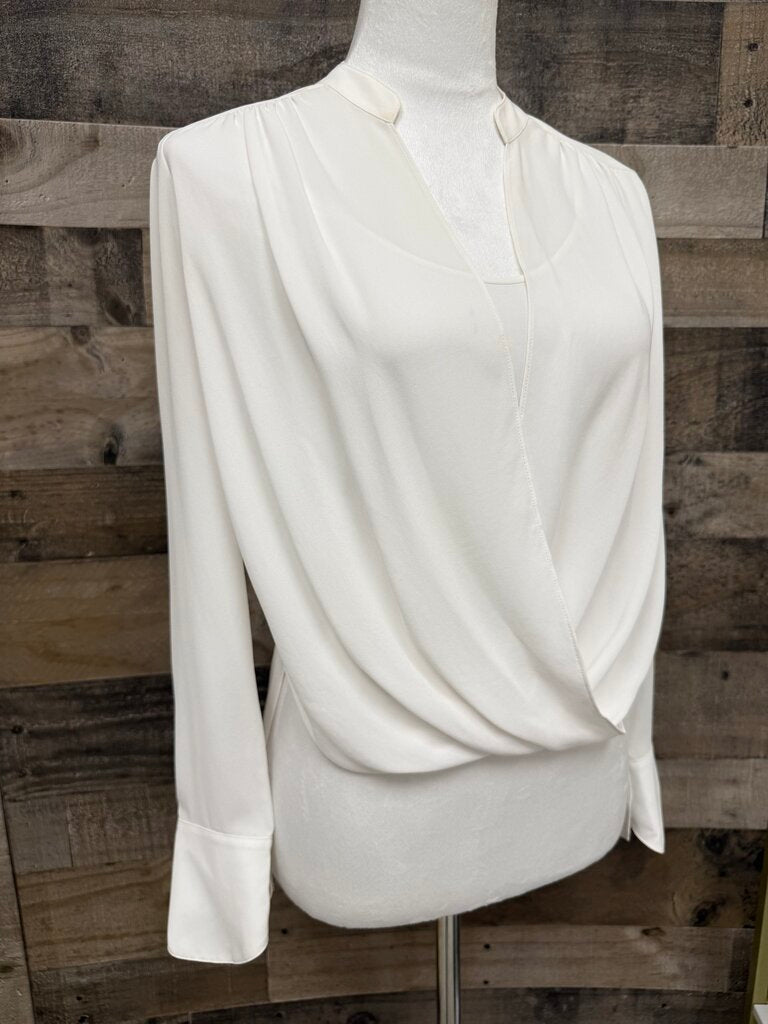 High Low Jaclyn Draped Ivory Blouse