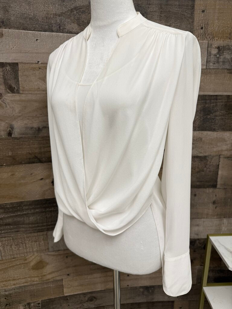 High Low Jaclyn Draped Ivory Blouse